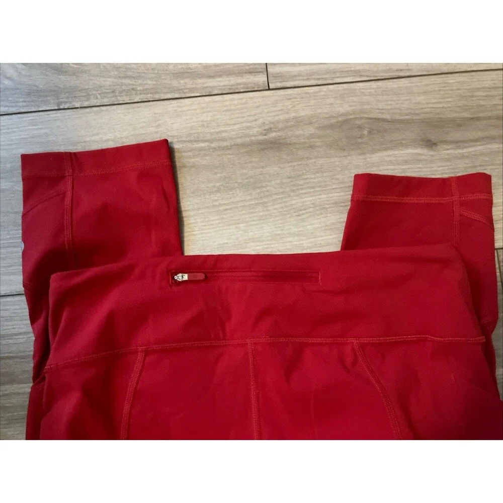 Lululemon Red Capri Leggings Size 10 22” Inseam Workout Gym Athleisure